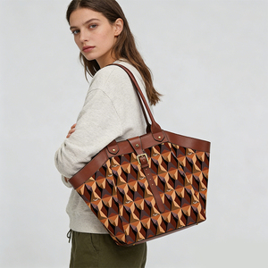 Sac fourre-tout pour femme léger à imprimé vintage, en cuir de haute qualité, style designer, grande capacité, imperméable, design à ouverture supérieure - Product Image 1