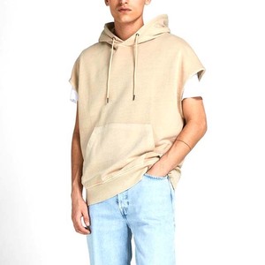 เสื้อฮู้ดแขนกุดผู้ชายทรงโอเวอร์ไซส์ ผ้าฝ้ายเฟรนช์เทอร์รี่ สีพื้น ดีไซน์กระเป๋า สวมใส่สบายๆ สำหรับฤดูใบไม้ผลิ - Product Image 3