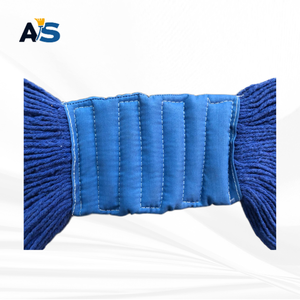 A&S Navy Blue Cotton <b>Mop</b> Head multi-ply twisted yarn with 5" Head Band with Dual Strip Tail Blue Band Loop End - Product Image 4