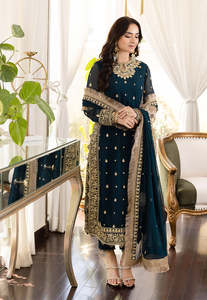 Robes de soirée pakistanaises exclusives pour femmes, ensemble brodé 3 pièces, couleurs et tailles personnalisées, ensemble traditionnel pour mariage et occasions formelles - Product Image 4