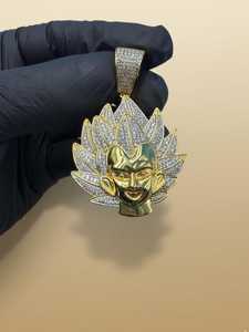 Colgante de Son Goku de Dragon Ball Z, Plata de Ley 925, Joyería Hip Hop, Chapado en Oro, con Incrustaciones de Moissanita VVS - Product Image 5