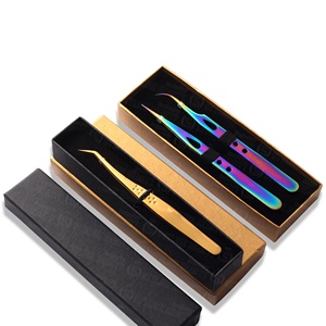 Pinces à cils professionnelles avec boîte d'emballage, ensemble de pinces à cils de précision en acier inoxydable, emballage personnalisé, OEM, étiquette privée - Product Image 6