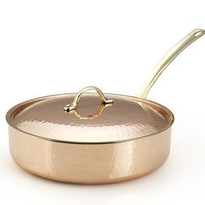 Casserole en cuivre martelé artisanal traditionnel avec couvercle et longue poignée, pot de cuisson en cuivre pour la cuisine, la maison, l'hôtel, le restaurant - Product Image 4