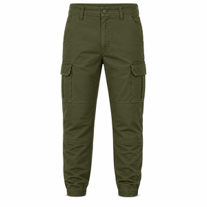 Pantalon cargo homme personnalisé, coupe jogger, avec revers élastiques et poches latérales à rabat, couleur unie - Product Image 1