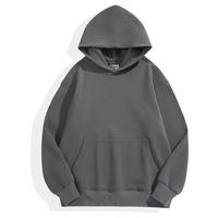Hoodie Musim Dingin Unisex 100% Katun Grosir, Hoodie Oversize Warna Slate yang Dapat Disesuaikan dengan Cetak Digital dan Finishing Pewarnaan Polos