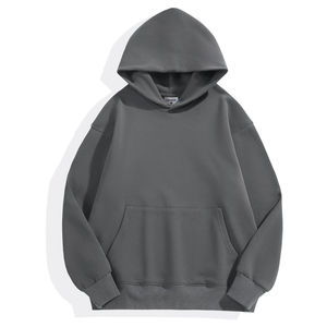 Vente en gros de sweats à capuche unisexes 100% coton pour l'hiver, personnalisables, surdimensionnés, couleur ardoise, avec impression numérique et finition teinte unie - Product Image 1
