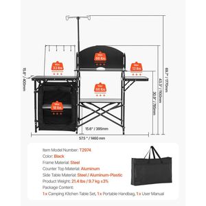 Tavolo da cucina portatile in alluminio per campeggio in alluminio con deposito parabrezza - Product Image 6