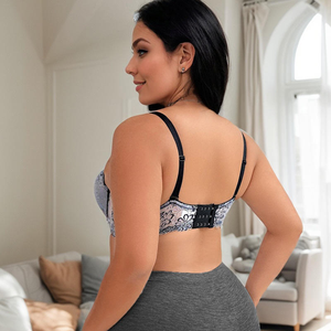 Sujetador Push-Up sin Aros de Encaje Gris para Mujer, Copa Tres Cuartos, Tirantes Ajustables, Espalda en U, Transpirable, con Pedrería, Tejido Elegante - Product Image 2