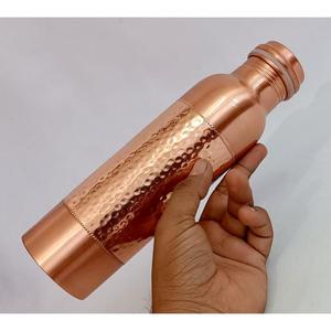 Ayurvedic Certified Plain Copper Water <b>Bottle</b> With Hammered Design Grip Easy To Carry For Office Home Drinking Use Wholesale - Product Image 2