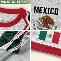 Camiseta de Fútbol de México Personalizada, Unisex, Manga Corta, Cuello en V, Sublimada, 100% Poliéster, Transpirable, Corte Regular, para Todas las Temporadas