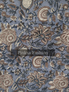 Tela de Algodón Estampada a Mano de Alta Calidad de la India - Estampado Floral Sanganeri de Jaipur para Prendas y Decoración del Hogar - Product Image 6