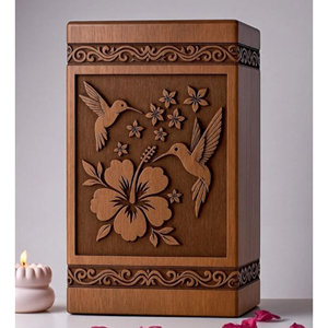 Engraved Hummingbird Wooden Cremation Urn: Personalized <b>Memorial</b> <b>Keepsake</b> urn <b>Memorial</b> <b>Keepsake</b> by AYAANS - Product Image 1