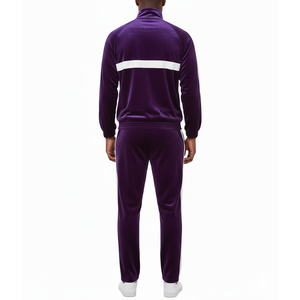 Survêtements violets tendance, nouveau design, haute qualité, imprimé color block, 100% coton, style panneau en velours - Product Image 2