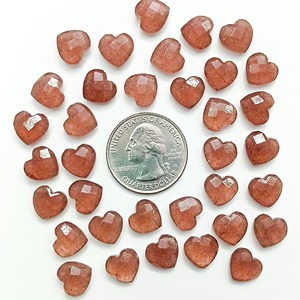 Cuarzo Fresa Natural en Forma de Corazón, Gema Facetada de 10mm, Colgante de Corazón Tallado a Mano, Precio al por Mayor para Fabricación de Joyería a Granel - Product Image 3