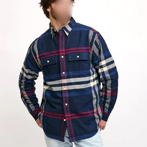 Meilleur fournisseur, nouvelle conception, confortable, service OEM ODM, lavable en machine, chemises en flanelle à carreaux bleu marine et rouge, best-seller, qualité supérieure - Product Image 1