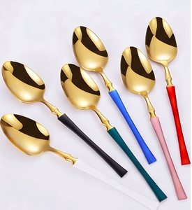 Modern Gold Plated Flatware Set With Colorful <b>Plastic</b> Handles High <b>Mirror</b> Polish Finish Dishwasher Safe For Home Use - Product Image 5
