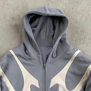 Premium Unisex Custom Distressed <b>Drop</b> Shoulder Hoodie Washed Pullover with Boxy Baggy Applique Embroidery Street Wear Pattern - Product Image 3