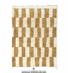 Tapis faits main en laine de Nouvelle-Zélande, design géométrique moderne, style berbère marocain, pour salon, prix abordable, fabriqués en Inde - Product Image 1