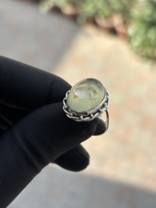 Natural Prehnite <b>Ring</b> <b>925</b> Sterling <b>Silver</b> Handmade Oval Shaped Boho Trendy Wedding Anniversary Jewelry Gift Her Semi Precious - Product Image 2