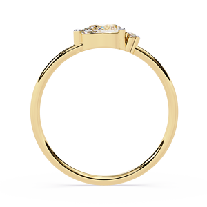 แหวนเพชรแท้ทรงหยดน้ำและทรงกลม ตัวเรือนทองคำแท้ 18K ดีไซน์เรียบหรูแบบมินิมอล เหมาะสำหรับเป็นของขวัญวันครบรอบ - Product Image 5