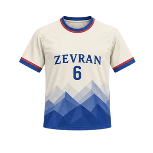 ชุดฟุตบอลลายภูเขาแบบมีเหลี่ยมคม สำหรับทุกเพศ คอเสื้อแบบโอ คอร์เนค พร้อมกางเกงขาสั้นเข้าชุด แห้งเร็ว ระบายเหงื่อได้ดี พิมพ์ลายแบบซับลิเมชั่น 100% - Product Image 3