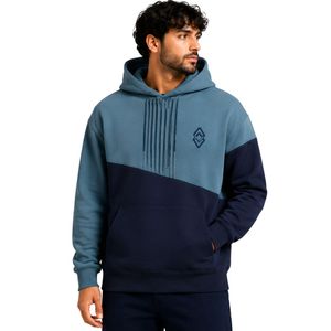 Sweat à capuche personnalisé pour homme, bleu marine, en molleton de coton épais, color block, brodé, style streetwear, fabrication sous marque privée - Product Image 2