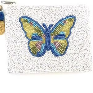 Monedero de Mariposa Bordado a Mano con Cuentas de Cristal, Personalizable en Color y Logotipo, Tamaño Personalizado para Bodas y Celebraciones - Product Image 1