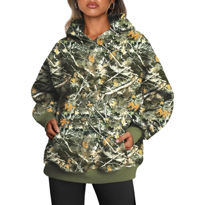 Sudadera con Capucha Unisex con Estampado de Camuflaje, Manga Larga, Corte Holgado, Tejido de Poliéster, Estilo Casual Otoñal, con Bolsillos - Product Image 1