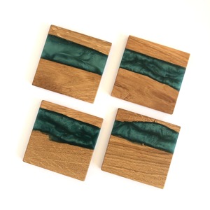 Modern Luxury Eco-Friendly Resin Wood Coaster Tabletop Placemats Round Customizable Size for Drink and <b>Table</b> Decoration - Product Image 5