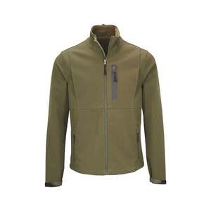 <b>Men's</b> Olive Green Fleece <b>Jacket</b> Stand Collar Zipper Closure Windproof Casual Outdoor Wear Regular Fit Autumn Season - Product Image 1