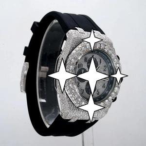 Luxury Men's Stainless Steel Quartz Watch Round Case Analog Dial Sapphire Crystal <b>Chronograph</b> Silicone Band - Product Image 2