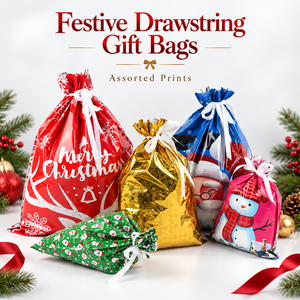 Sacs cadeaux de Noël réutilisables, sacs d'emballage pour cadeaux de fêtes, sacs à friandises du Père Noël pour la décoration de cadeaux de fête de Noël - Product Image 1
