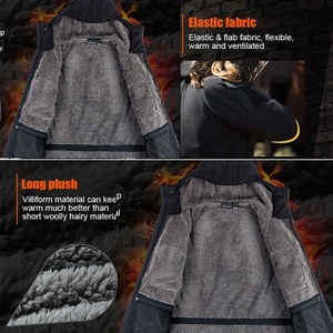 Men's Winter Soft <b>Shell</b> Hunting Jacket Windproof Warm Fleece Lined Outdoor Coat Solid Color Full Sleeve - Product Image 5