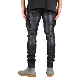 Pantalones de cuero auténtico, estilo pantalón, resistentes al viento, duraderos, de corte ajustado, a la moda, para uso en invierno y suministro al por mayor. - Product Image 4