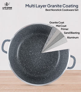 Ensemble complet d'ustensiles de cuisine antiadhésifs en granit avec couvercles, poignées de poêle amovibles, ensemble de cuisine pratique et luxueux - Product Image 3