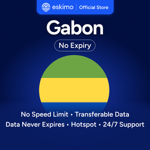 Eskimo Gabon 3GB eSIM sans expiration de la data, données de voyage, vitesse rapide 5G/4G, pas de carte SIM physique requise, S-GB-03 Smartphones numériques - Product Image 1