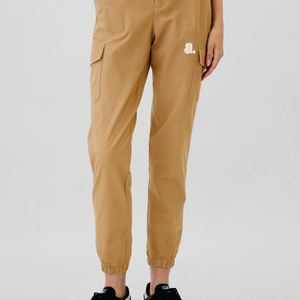 Women Cargo Pants Solid Color Canvas Mid Waist Elastic <b>Ankle</b>-Length Casual Pants With Pockets Breathable Woven Fit Regular - Product Image 3
