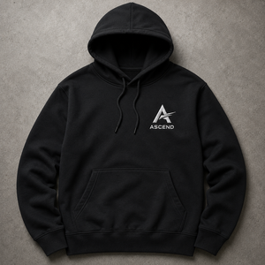 Sudadera con Capucha Negra para Hombre Ascend, Corte Regular, Logotipo Bordado, Bolsillo Delantero, Informal, de Forro Polar, para Otoño - Product Image 1
