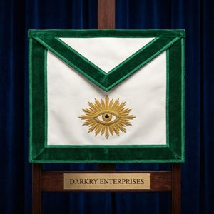 Tablier maçonnique personnalisé fait main avec broderie en fil de soie, velours bleu, bordure blanche, Couronne de Saint Édouard, Grand Maître - Product Image 3