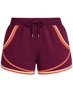 <b>Women</b> Maroon Sports <b>Shorts</b> Polyester Spandex Breathable Panel <b>Elastic</b> <b>Waist</b> Drawstring Gym Running Workout Casual Activewear - Product Image 1