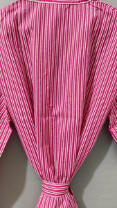 Bata Kimono de Algodón Rosa Floral para Mujer, Manga Larga, Cuello en V, Larga, Ligera, Suave, con Cierre de Cordón, Casual - Product Image 3