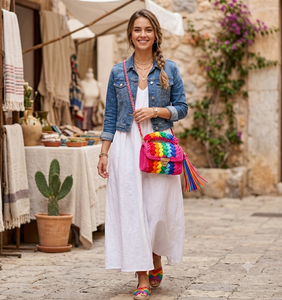 Bolso de hombro de ganchillo para mujer, hecho a mano, con cierre de giro y correa de cadena, para uso casual, fiestas y bodas - Product Image 6