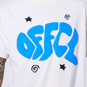 Men's White Short Sleeve <b>T</b>-<b>Shirt</b> With Blue Letter Print Regular Fit Casual Jersey Cotton O-Neck Design - Product Image 6