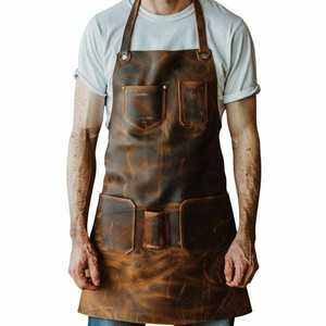 TMulSleek Black Leather Chef <b>Apron</b> Protection Smell Proof for Modern Commercial <b>Kitchens</b>-Professional Grade Multi-Function - Product Image 1