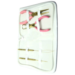 Kit professionnel d'extensions capillaires en acier inoxydable avec outils micro-nano, pinces, aiguille à boucle et perles – Ensemble complet pour salon - Product Image 3