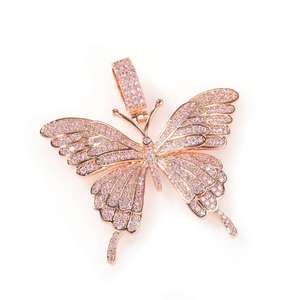 Pendentif Papillon en Argent Moissanite, Bijou de Luxe Hip Hop Glacé pour Soirée, Charme Scintillant Tendance, Design Personnalisé GRA - Product Image 2