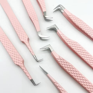 Pince à épiler pour cils en acier inoxydable faite à la main, nouvelle arrivée, revêtement poudré pêche, pointe noire, étiquette personnalisée, testée à la main - Product Image 5