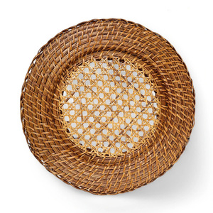 Sous-plats en rotin tressé, assiettes de présentation dorées de luxe, sets de table pour mariage, accessoires de table pour événements - Product Image 2