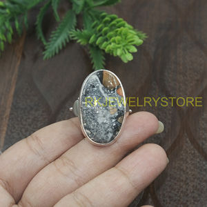 Honeybee Jasper <b>Ring</b> 925 Sterling Silver Handmade Oval Cabochon Bezel Set Boho <b>Statement</b> <b>Ring</b> Natural Stone Jewelry Gift Women - Product Image 6