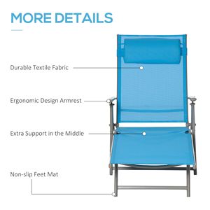 Silla Plegable Portátil para Exteriores, 7 Posiciones Ajustables, Gravedad Cero, Tumbona Reclinable Triple con Almohada - Product Image 5